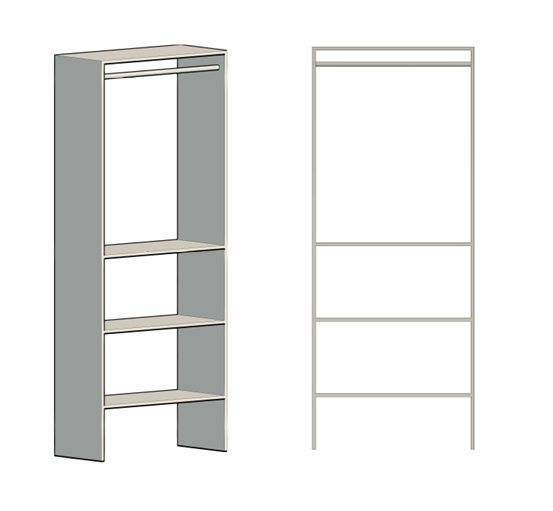 3 shelf single hang