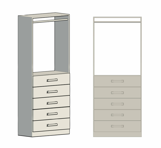 Single hang with drawers